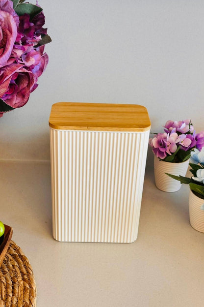 Bambu Kapaklı Saklama Kutusu - 2 Litre (15 x 9 x 21 cm)
