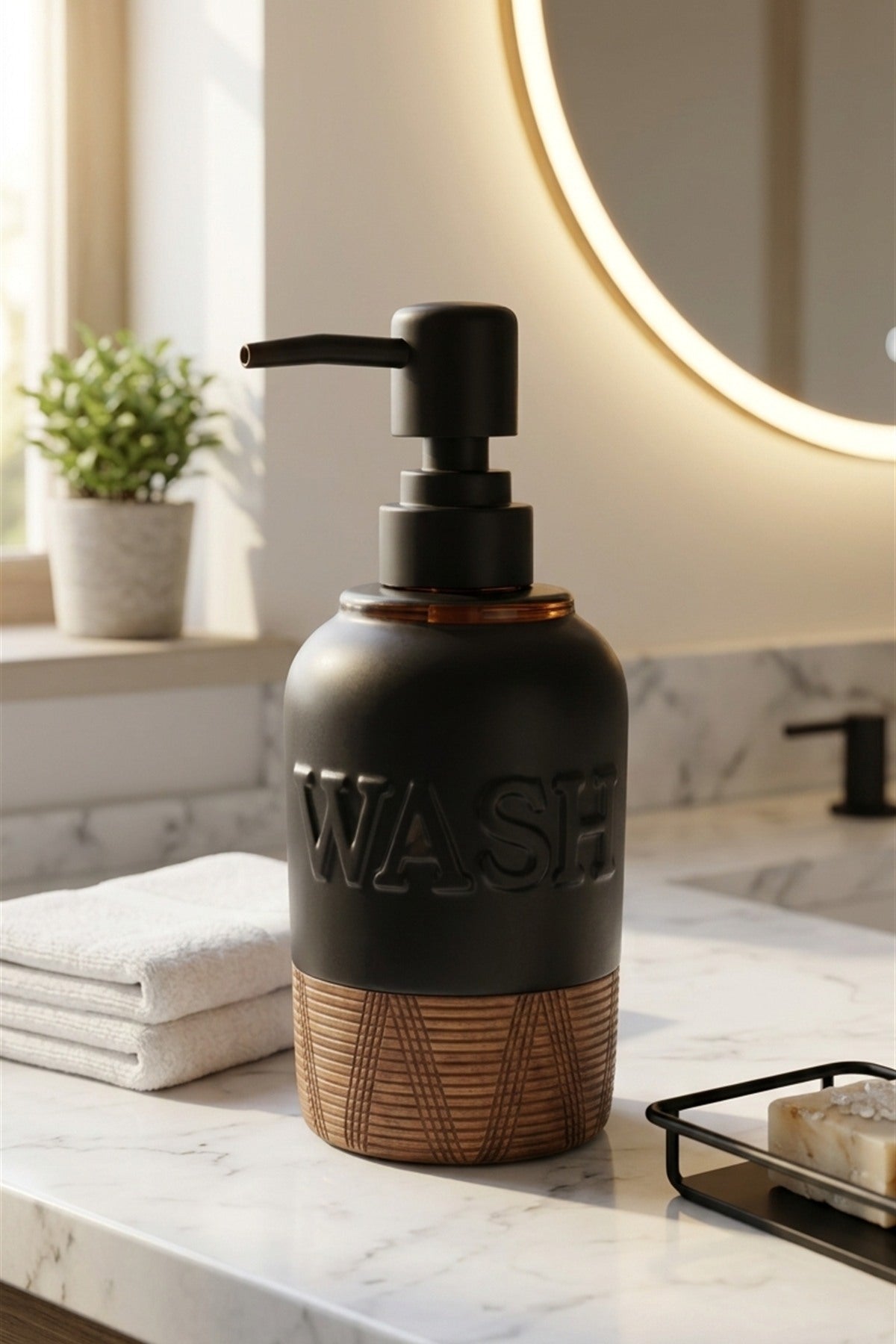 300 ml Seramik Lenora Sıvı Sabunluk, 7 cm çap, 18 cm yükseklik – 87-2
