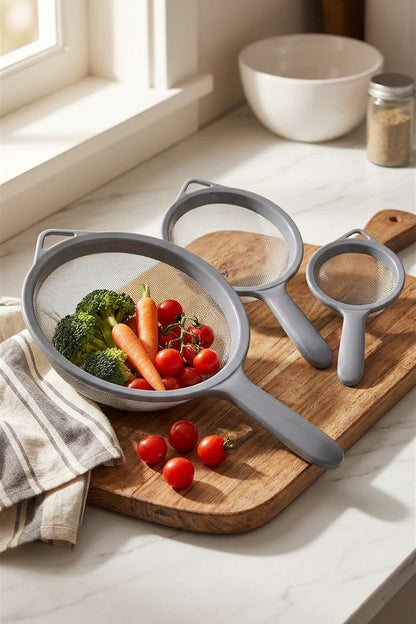 Süzgeç Paslanmaz 3'lü Set 12 Cm-16 Cm-20 cm