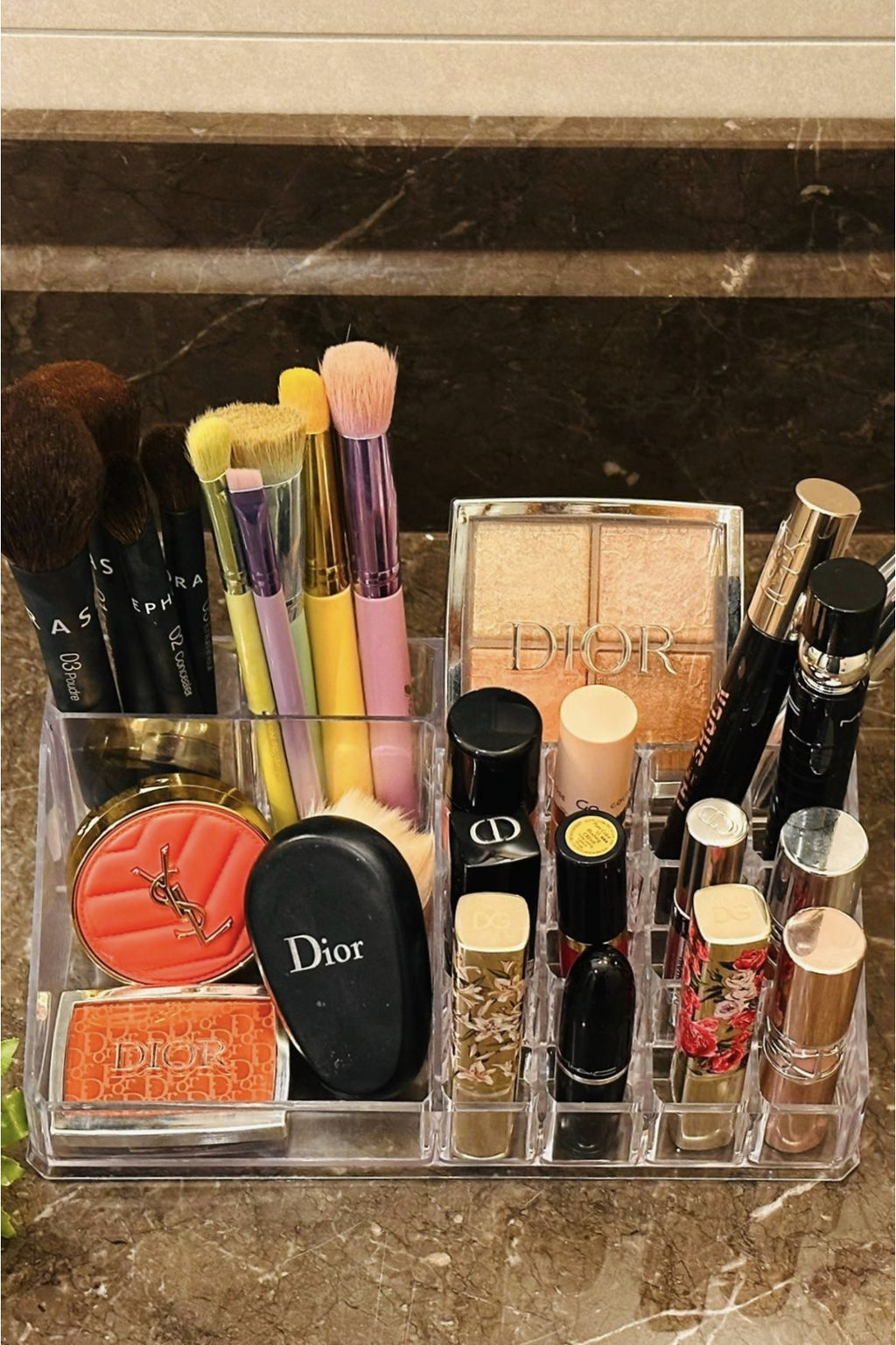 Şeffaf Makyaj Organizeri, Uzunluk: 21,5 cm, Genişlik: 12,5 cm, Yükseklik: 8 cm