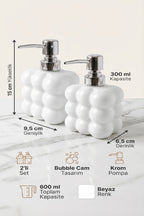 2 adet Bubble Cam Sıvı Sabunluk, 300 ml + 300 ml - Beyaz, 9,5x6,5x15 cm - görsel 2