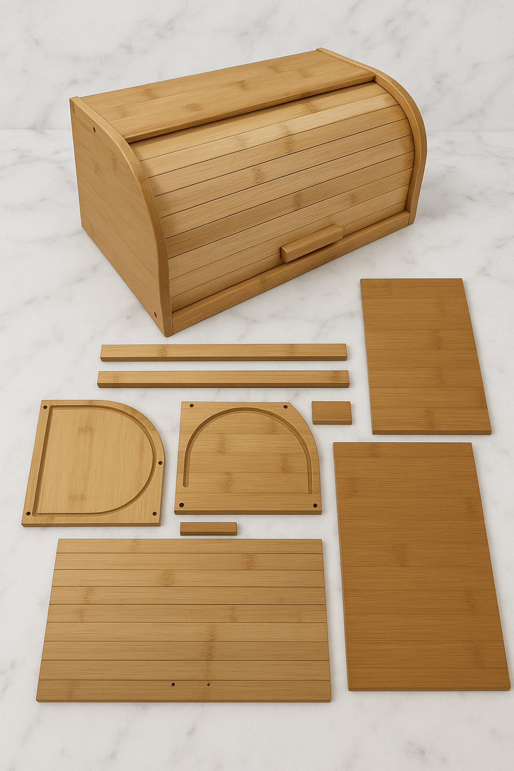 Doğal Ahşap Bambu Ekmeklik DEMONTE Ahşap Ekmek Sepeti, Bambu Ekmek Kutusu (40 x 17 x 27 cm)