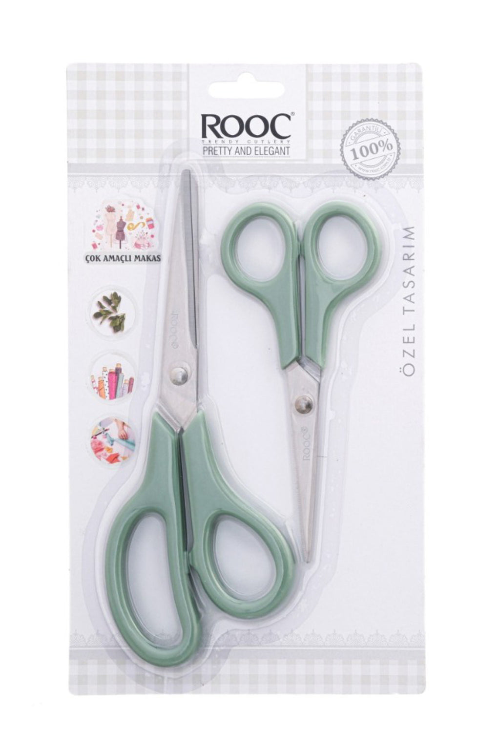 2'li Çok Amaçlı Makas Seti – Küçük Boy Yeşil, 14.5 Cm