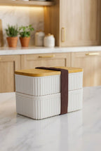 Bambu Kapaklı 2'li Saklama Kabı Seti – 0,5+0,5 Litre – Üst Üste Konabilir – 15x9x10 cm