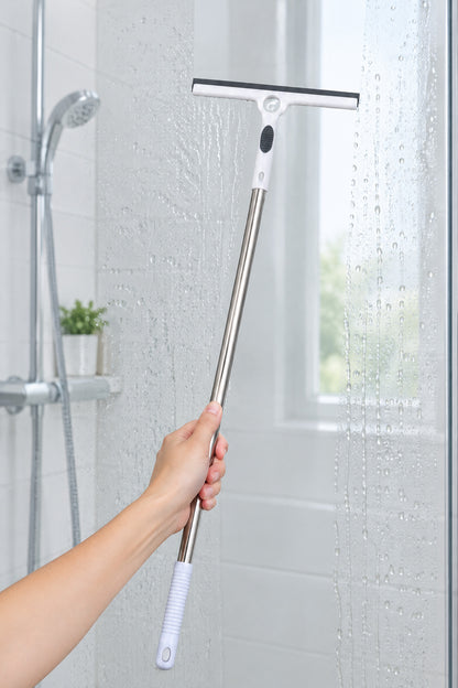 Saplı Cam Çekçek, Kauçuk Uçlu Camsil, Çelik Saplı, Beyaz, 86 cm