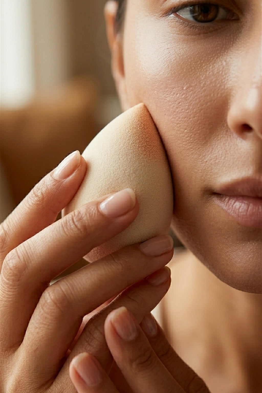 Makyaj Süngeri Krem Beauty Blender Fondöten ve Kapatıcı Uygulama Süngeri, 6 cm