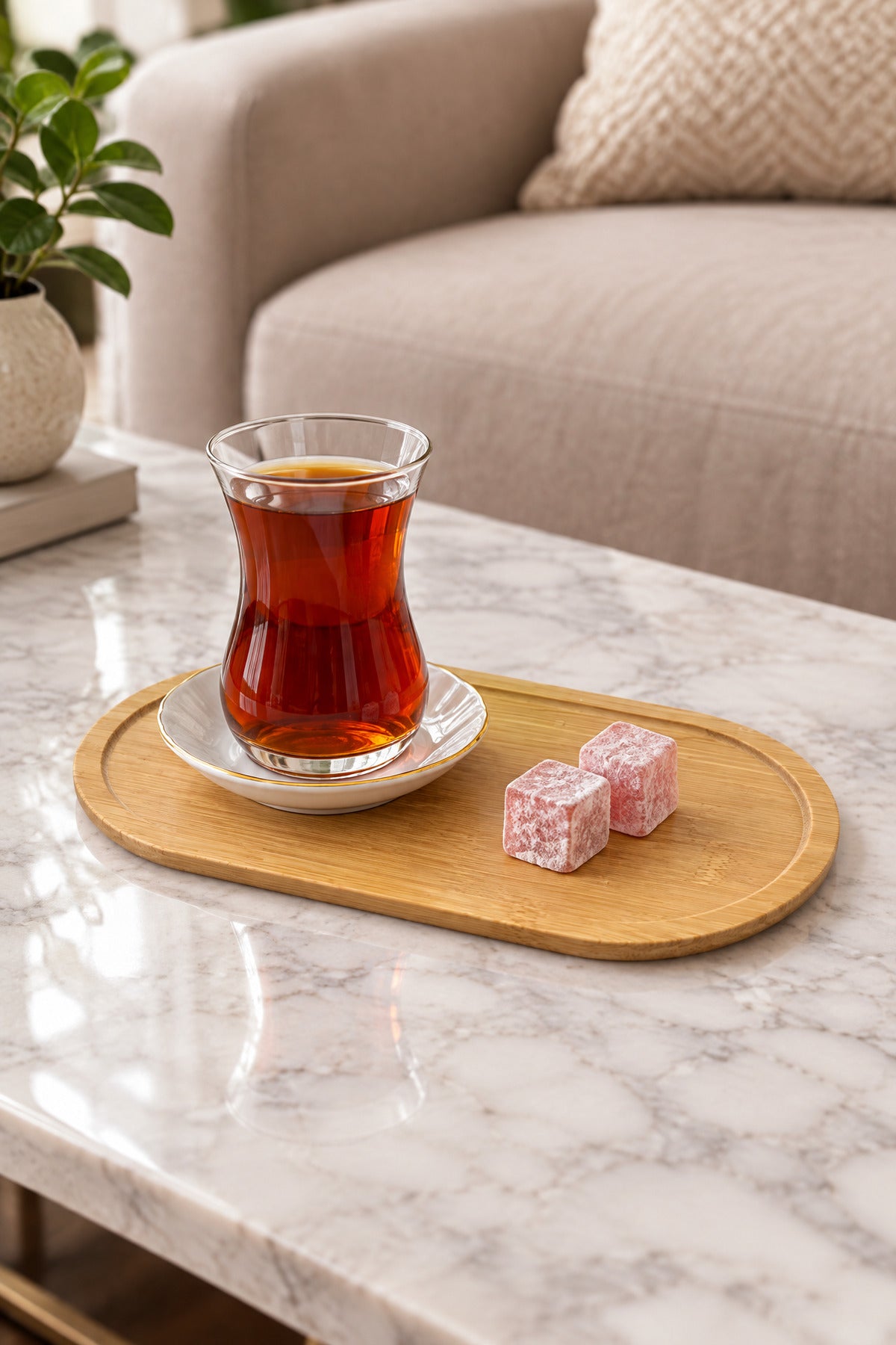 Oval Bambu Sunumluk, Yağdanlık ve Sabunluk Altlığı, Kenarlıklı Mini Tepsi, 20x12 cm