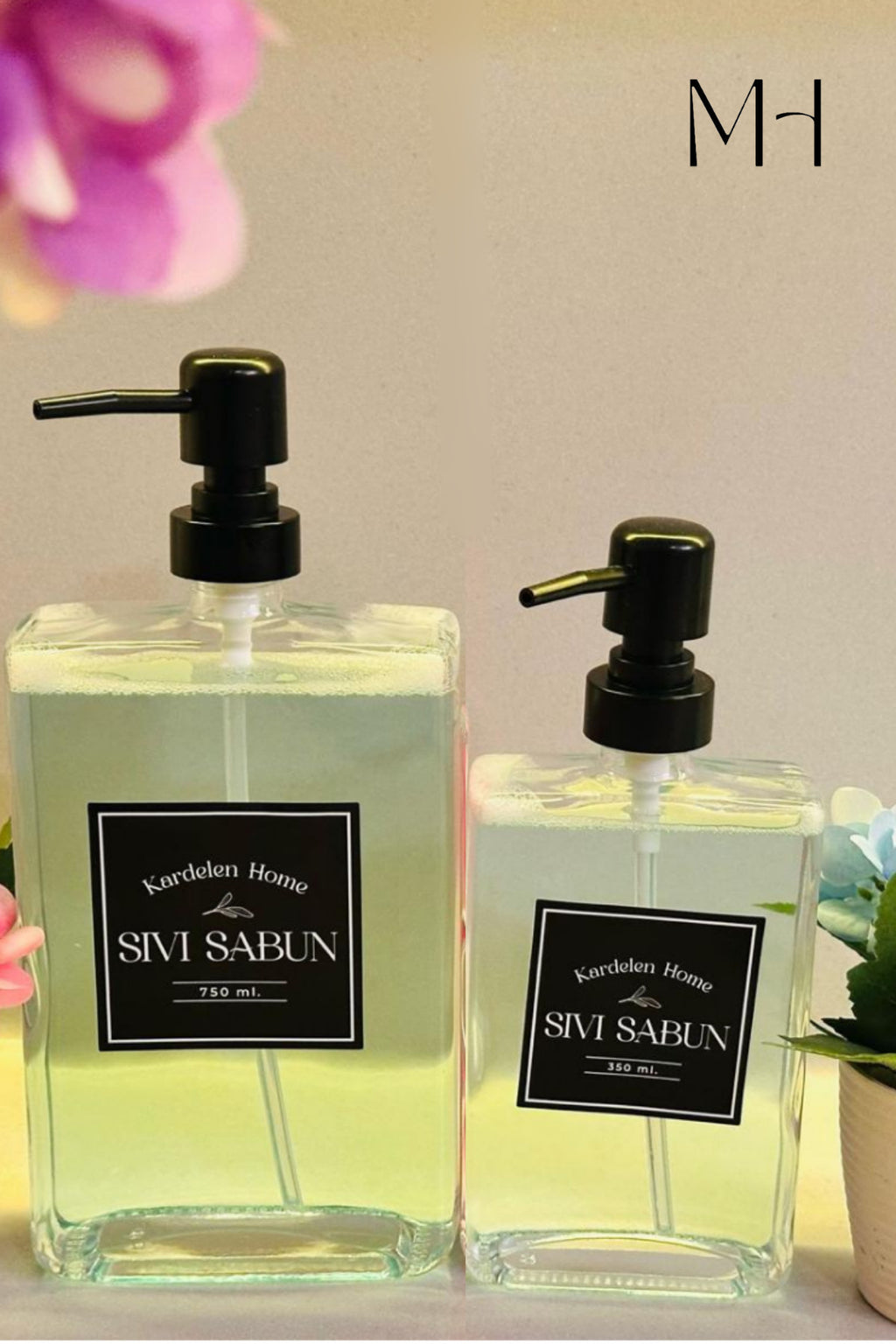 350 ml+750 ml İkili Modern Ve Şık Tasarım Sıvı Sabunluk