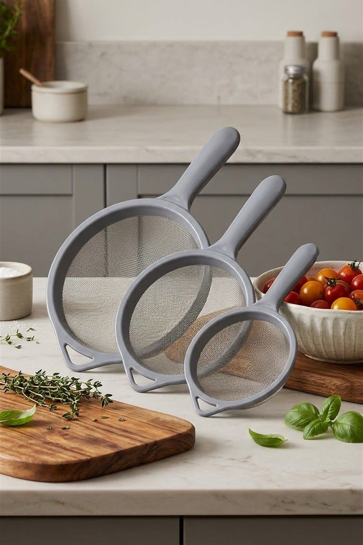 Süzgeç Paslanmaz 3'lü Set 12 Cm-16 Cm-20 cm