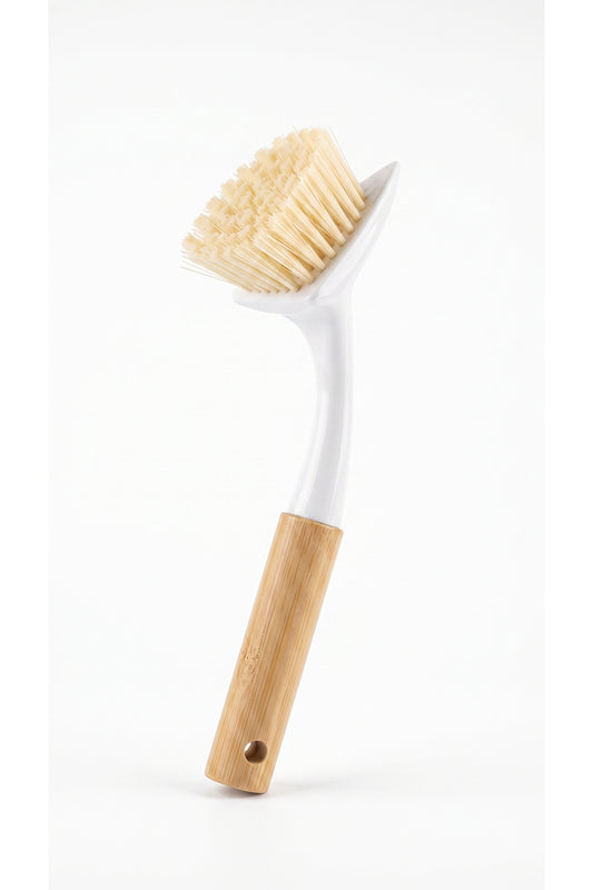 Bambu Saplı Kompakt Bulaşık ve Lavabo Temizleme Fırçası, Kısa Sap, 22 cm