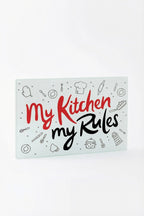 Cam Kesme Tahtası Kırılmaz Temperli 25x35 cm My Kitchen My Rules Yazılı Desenli - Görsel 3