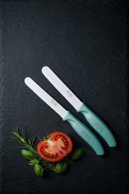 2'li Ultra Keskin Tırtıklı Bıçak Seti, 22 Cm %100 Garantili Paslanmaz Çelik – Su Yeşili