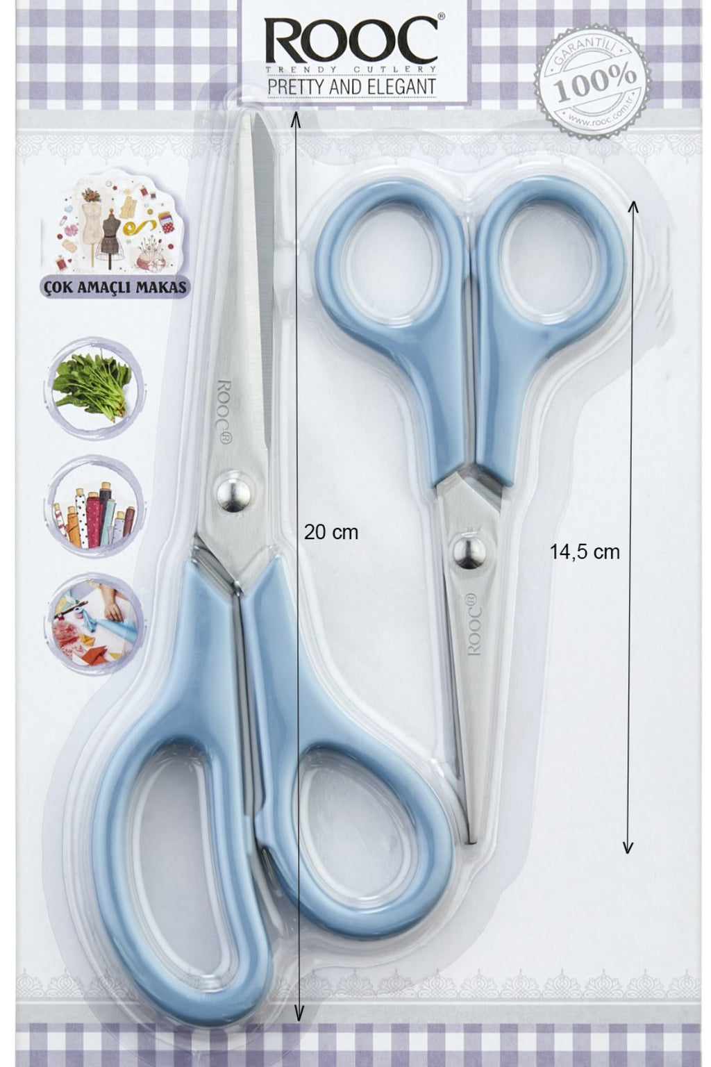2'li Çok Amaçlı Makas Seti – Küçük Boy Mavi, 14.5 Cm