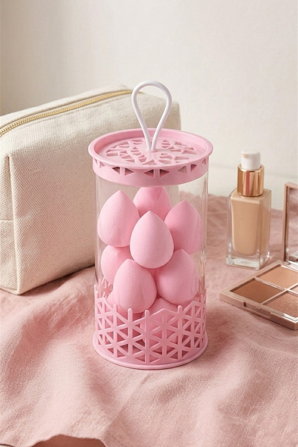 Mini Boy 8'li Pembe Makyaj Süngeri Seti- 2 cm x 3 cm Makyaj Uygulama Süngeri