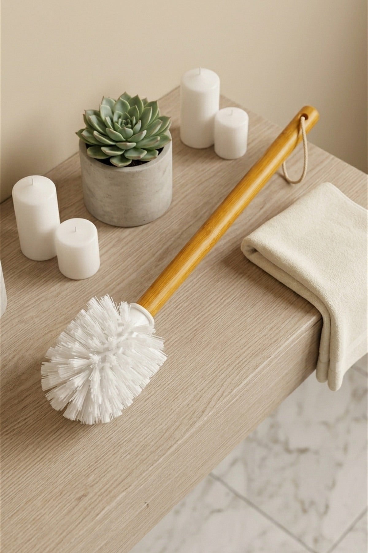 Bambu Saplı WC Klozet Fırçası – Dayanıklı Temizlik Fırçası 36 cm - görsel 4