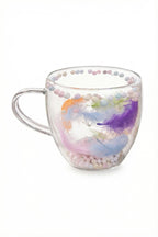 Boncuklu Tüylü Çift Cidarlı Cam Kupa, 350 ml, 11 cm x 8 cm - görsel 5