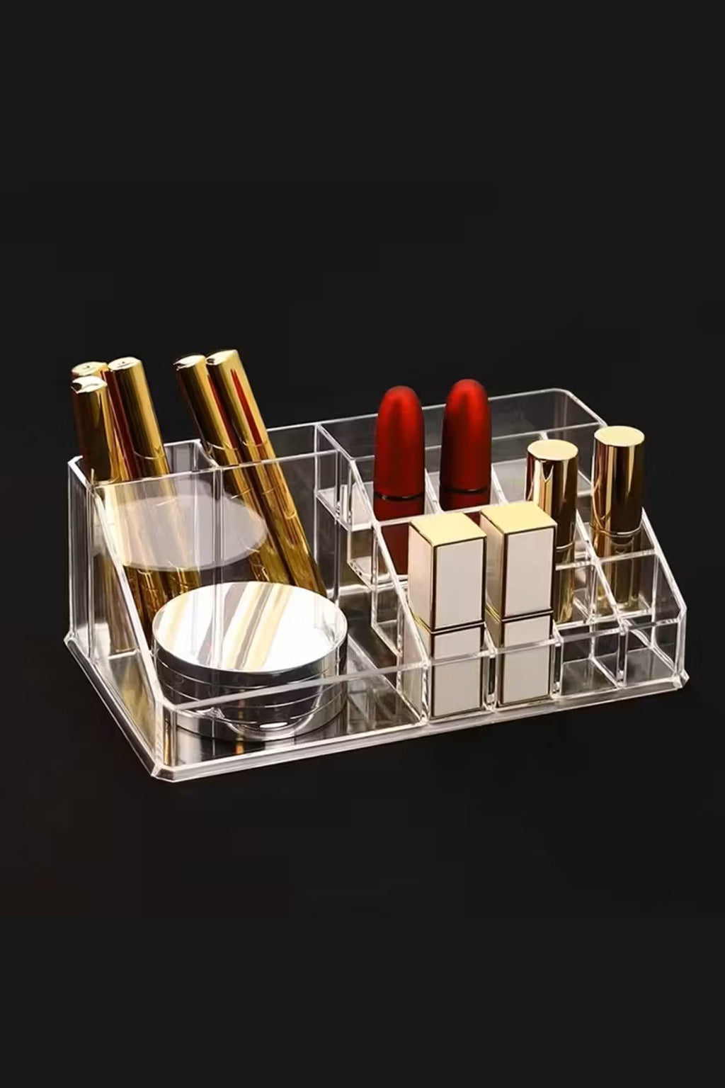 Şeffaf Makyaj Organizeri, Uzunluk: 21,5 cm, Genişlik: 12,5 cm, Yükseklik: 8 cm