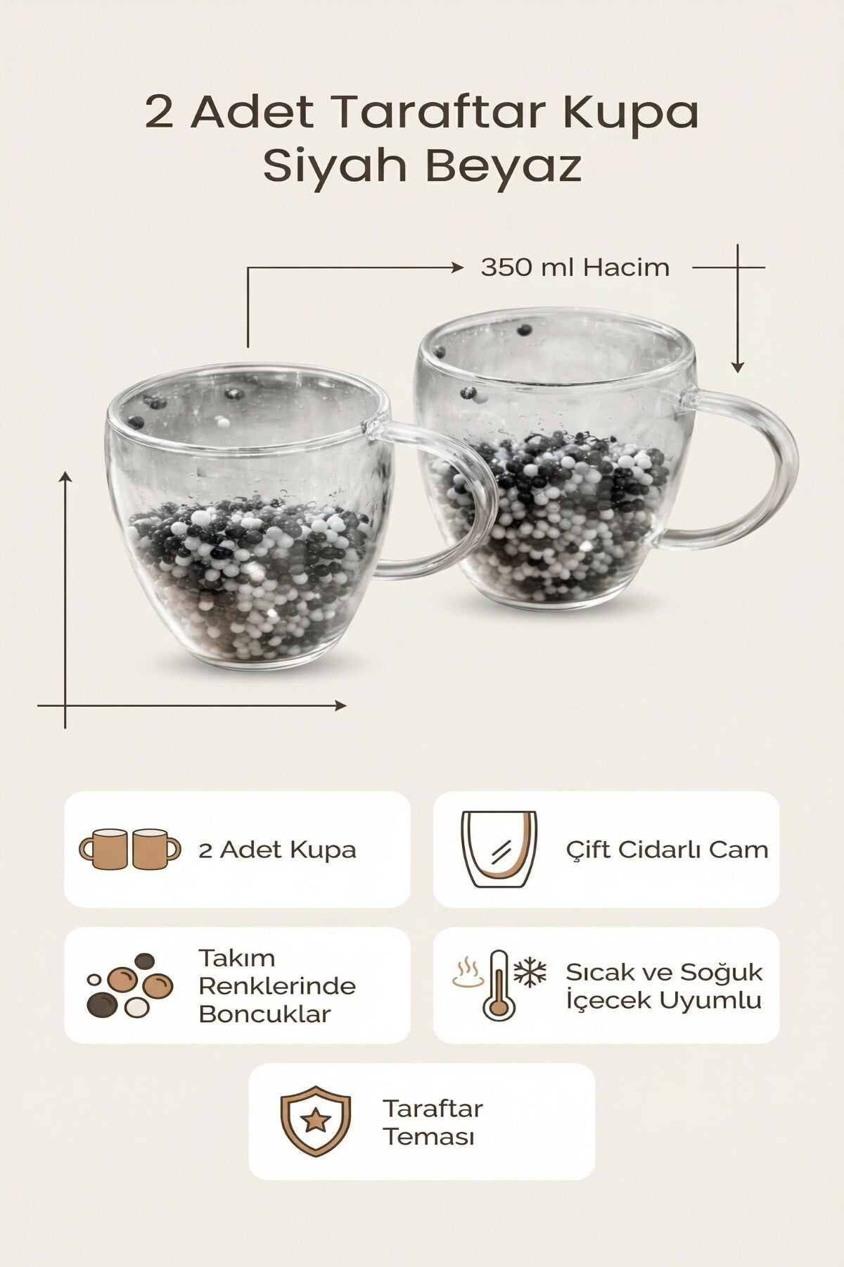 2 Adet Taraftar Kupa, 350 ml | Cidarlı Cam Taraftar Bardak