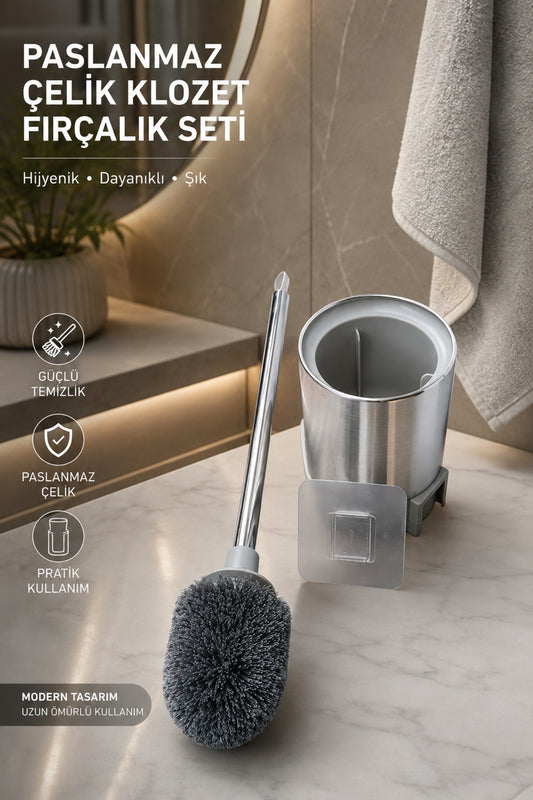 Duvara Monte Edilebilir Metal WC Fırçalık, Detaylı, 50 cm