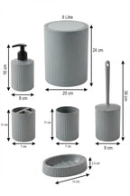 5 Parça Şık Gri Banyo Seti, Hacim: 6 litre