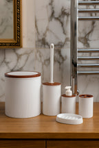 5 Parça Şık Beyaz Banyo Seti, Hacim: 6 litre