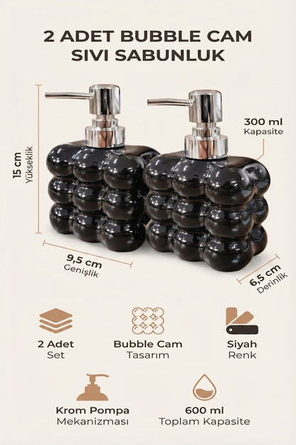 2 adet Bubble Cam Sıvı Sabunluk, 300 ml + 300 ml -, 9,5x6,5x15 cm