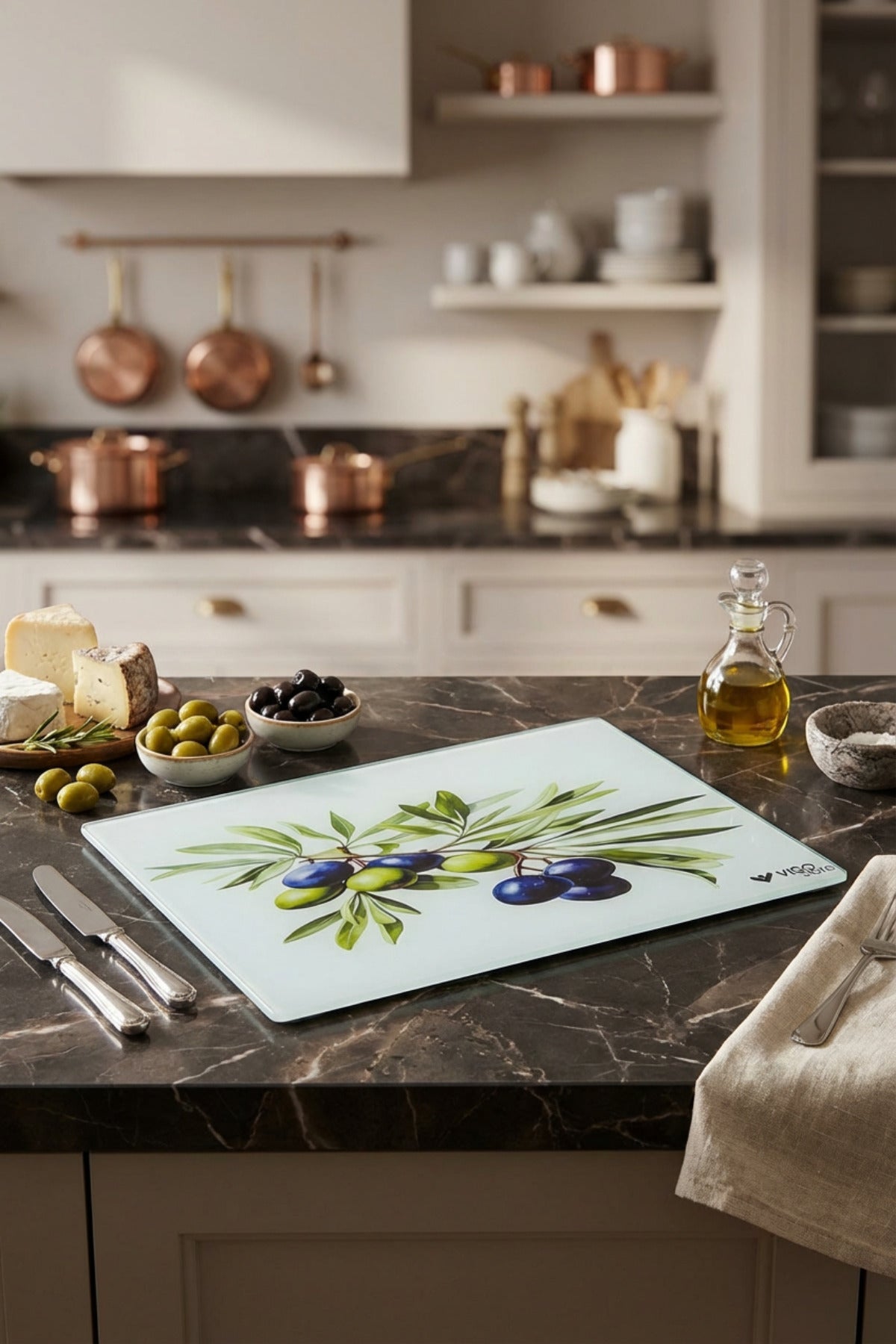 Cam Kesme Tahtası Kırılmaz Temperli 25x35 cm Üzüm Desenli Kaymaz - Görsel 4