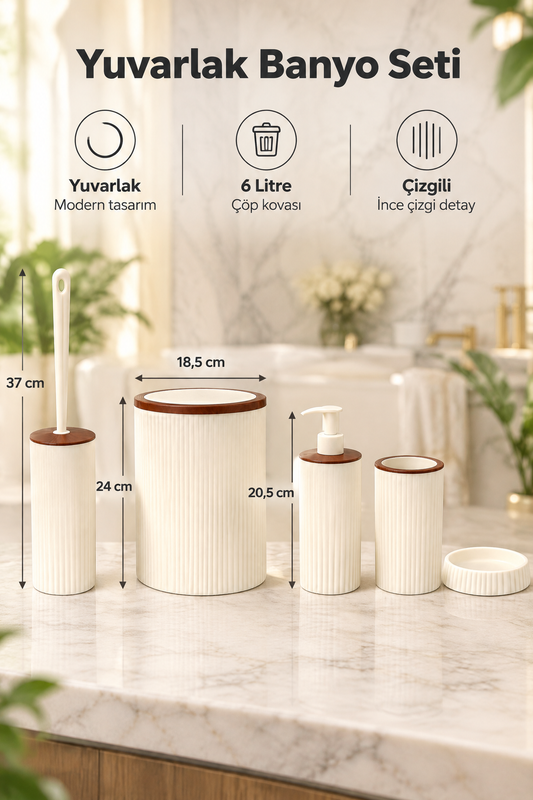 Banyo Seti, Yuvarlak, Hacim: 6 litre – Beyaz