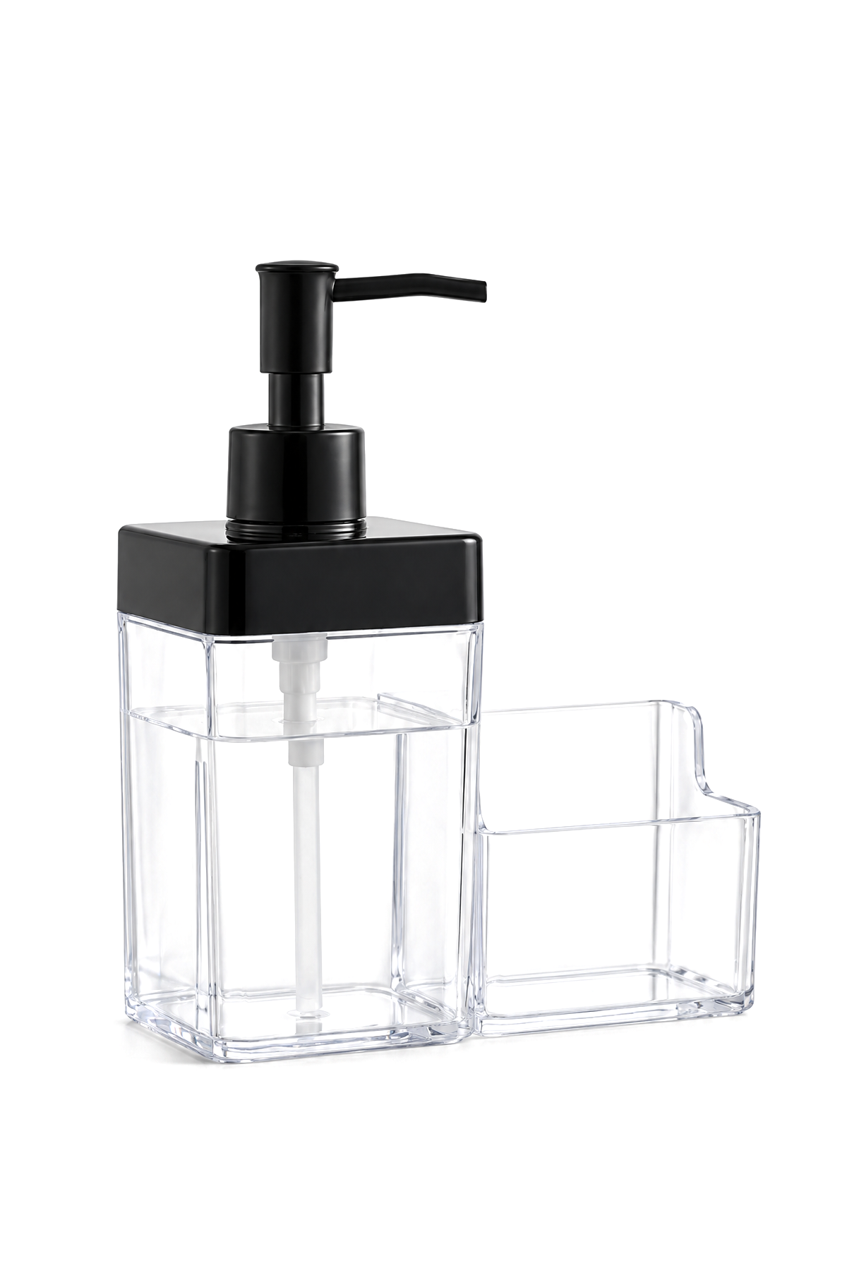 Sıvı Sabunluk Süngerlikli, 2 Hazneli, 350 ml + 350 ml, Plastik – Siyah