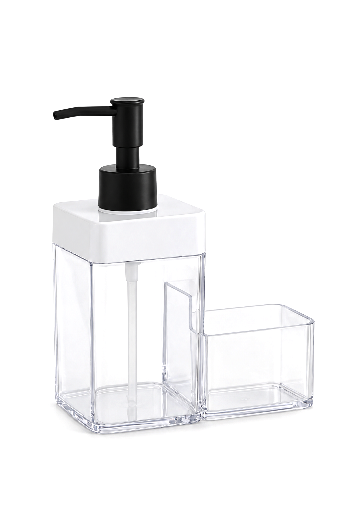 Sıvı Sabunluk Süngerlikli, 2 Hazneli, 350 ml + 350 ml, Plastik – Beyaz