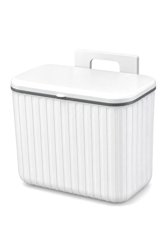Askılı Çöp Kovası- Beyaz- Çift Yönlü Kapaklı - 8 Litre