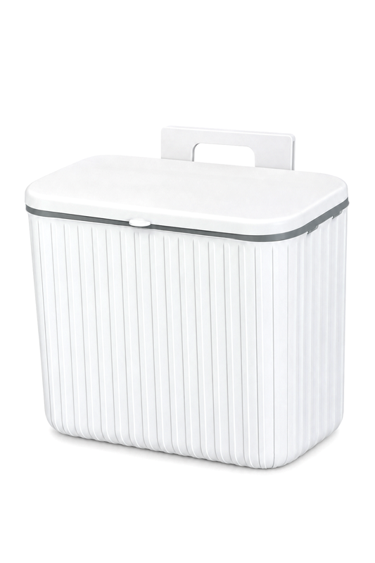 Pratik Askılı Çöp Kovası- - Çift Yönlü Kapaklı - 8 Litre – Beyaz
