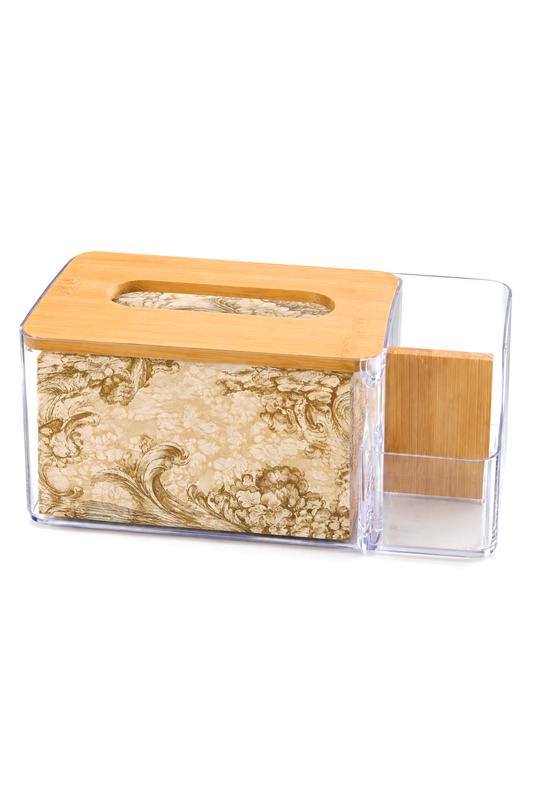 Bambu Kapaklı Plastik Peçetelik ve Organizer, 25 x 12 x 10 cm