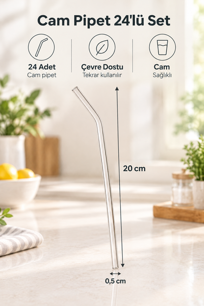 Cam Pipet Set — 20 cm uzunluk, 0,5 cm Çap – 24'lü Set