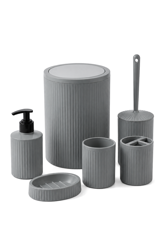 5 Parça Şık Gri Banyo Seti, Hacim: 6 litre