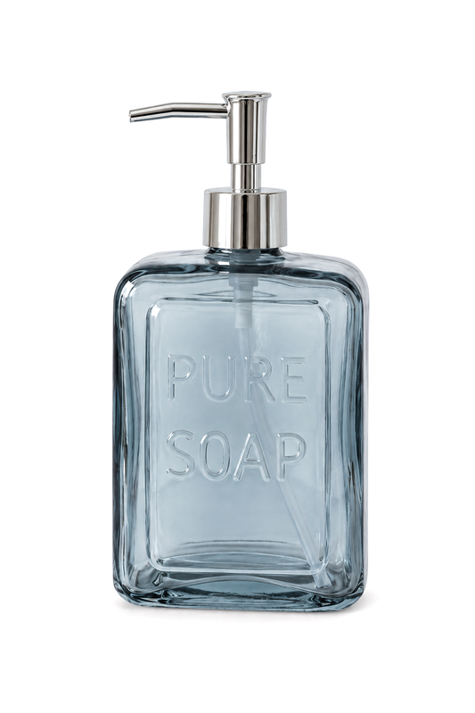 Renkli Cam Sıvı Sabunluk, 500 ml – Mavi