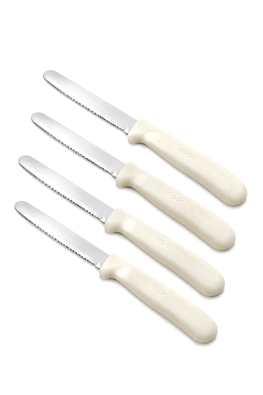 6'lı Ultra Keskin Tırtıklı Bıçak Seti, Beyaz, 22 Cm %100 Garantili Paslanmaz Çelik