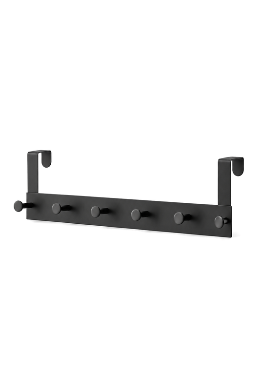 Pratik 6'lı Metal Kapı Arkası Askısı - 30 Kg Taşıma Kapasiteli, 46.5 Cm – Siyah