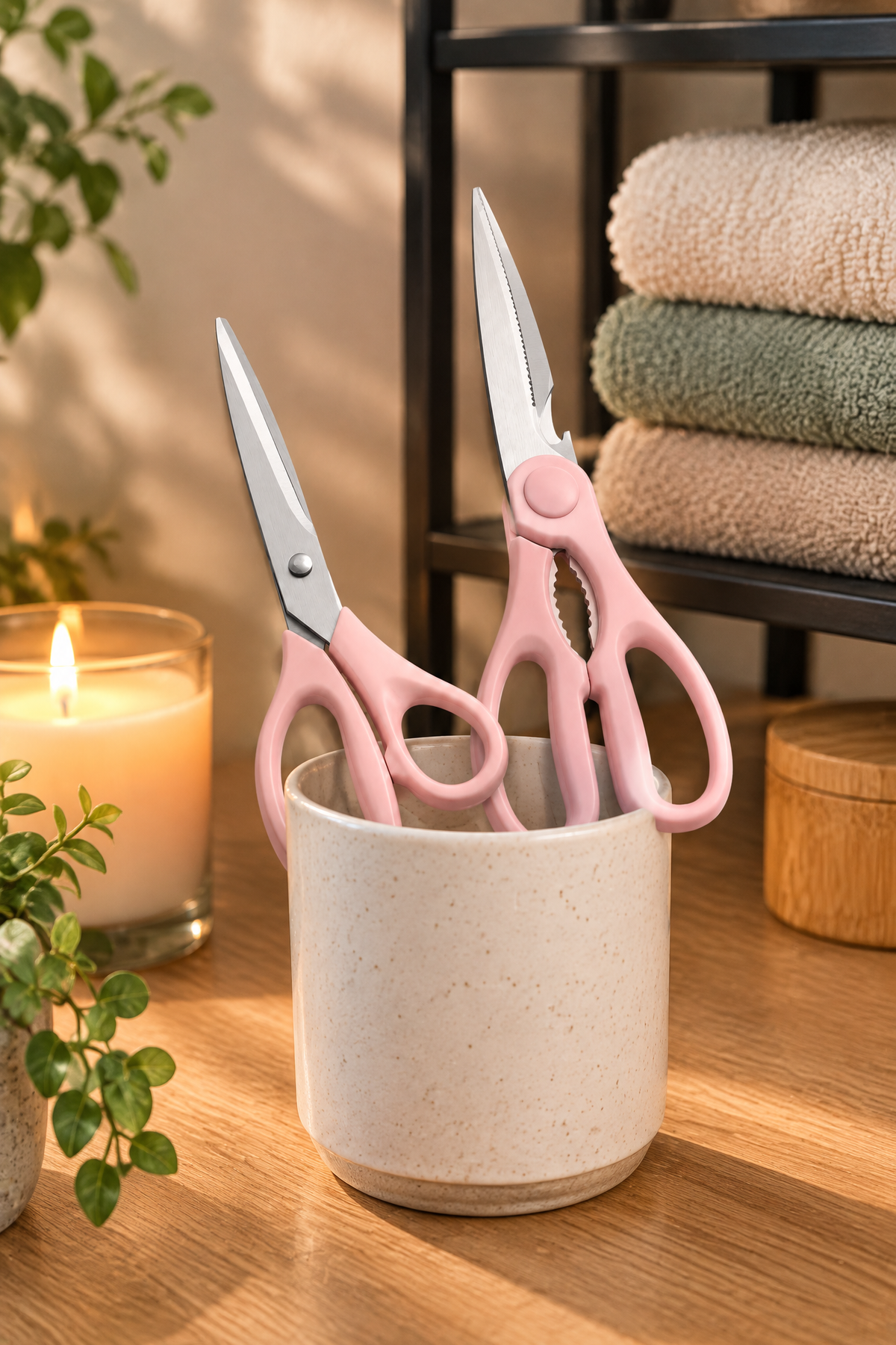 2'li Çok Amaçlı Makas Seti – Büyük Boy Pembe, 23 Cm