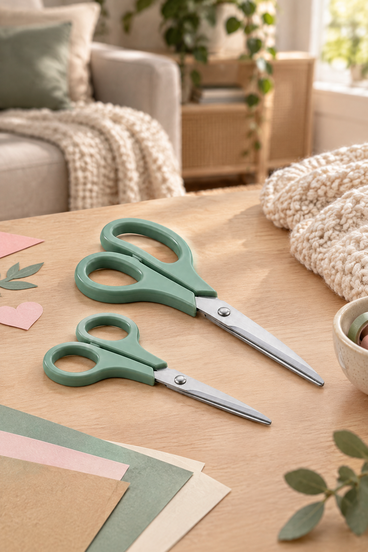 2'li Çok Amaçlı Makas Seti – Küçük Boy Yeşil, 14.5 Cm