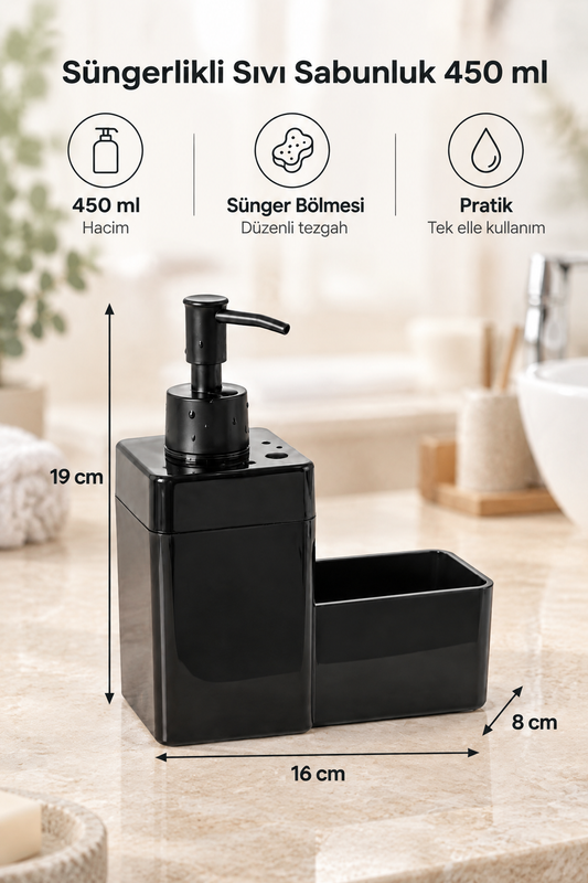 Sıvı Sabunluk 450 ml (19x16x8 cm) - Siyah