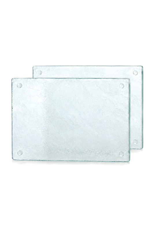2'li Temperli Cam Kesme Tahtası 25x35 cm Buz Desenli Kaymaz