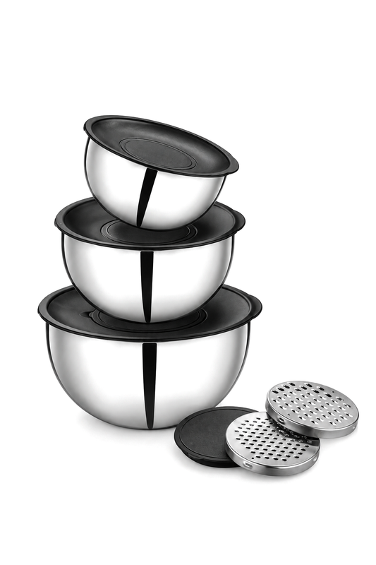 3'lü 304 Çelik Rendeli Saklama ve Karıştırma Kabı Seti (16 cm-1,35 Lt, 20 cm-2,70 Lt, 24 cm-4,60 Lt)