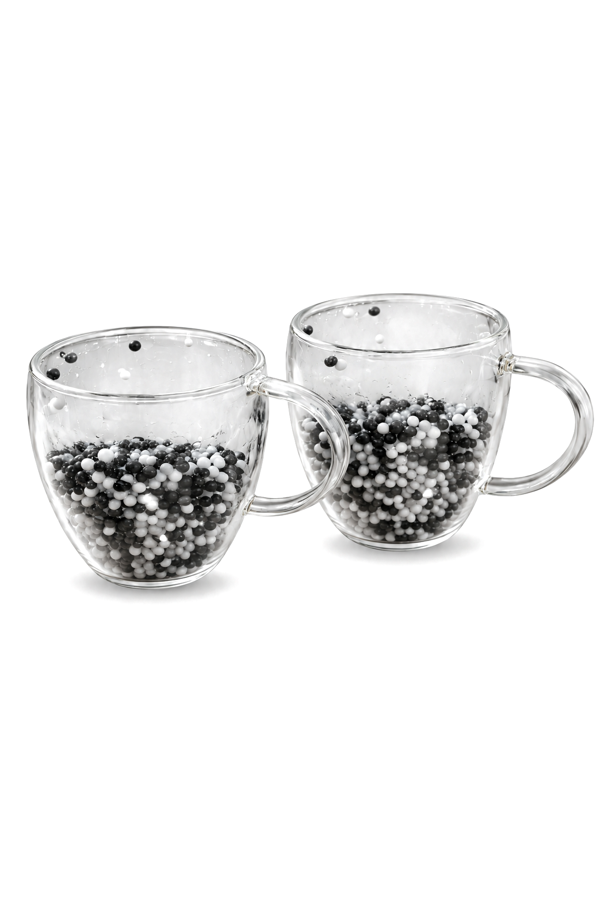 2 Adet Taraftar Kupa, 350 ml | Cidarlı Cam Taraftar Bardak – Siyah Beyaz