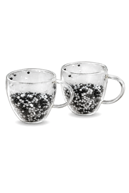 2 Adet Taraftar Kupa, 350 ml | Cidarlı Cam Taraftar Bardak – Siyah Beyaz