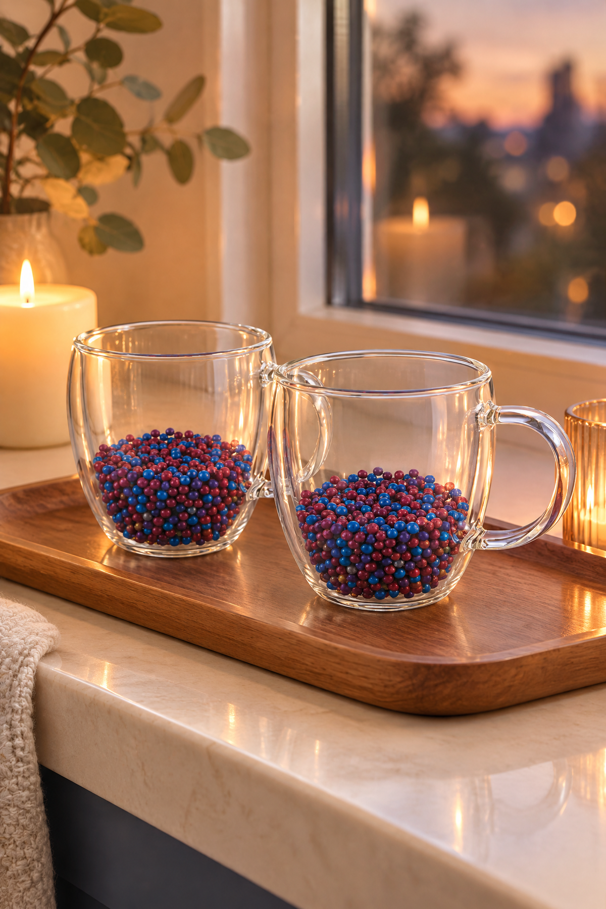 2 Adet Taraftar Kupa, 350 ml | Cidarlı Cam Taraftar Bardak – Bordo Mavi