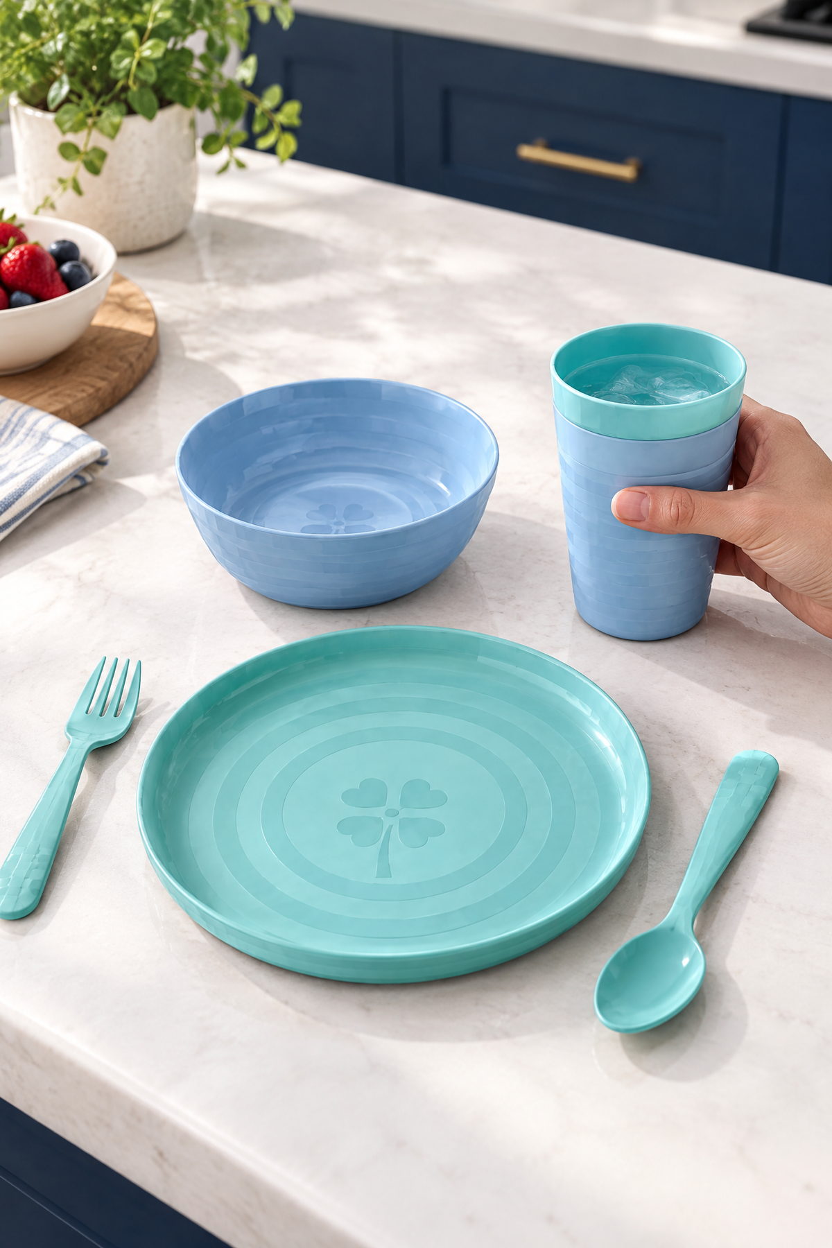 30 Parça Piknik Seti 6 Kişilik Tabak, Kase, Bardak, Kaşık, Çatal, Plastik