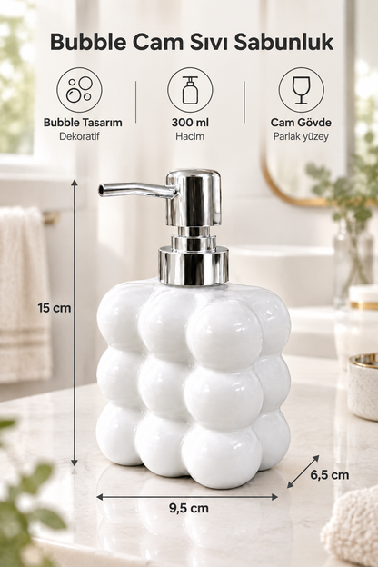 Bubble Cam Sıvı Sabunluk, 300 ml -, 9,5x6,5x15 cm – Beyaz