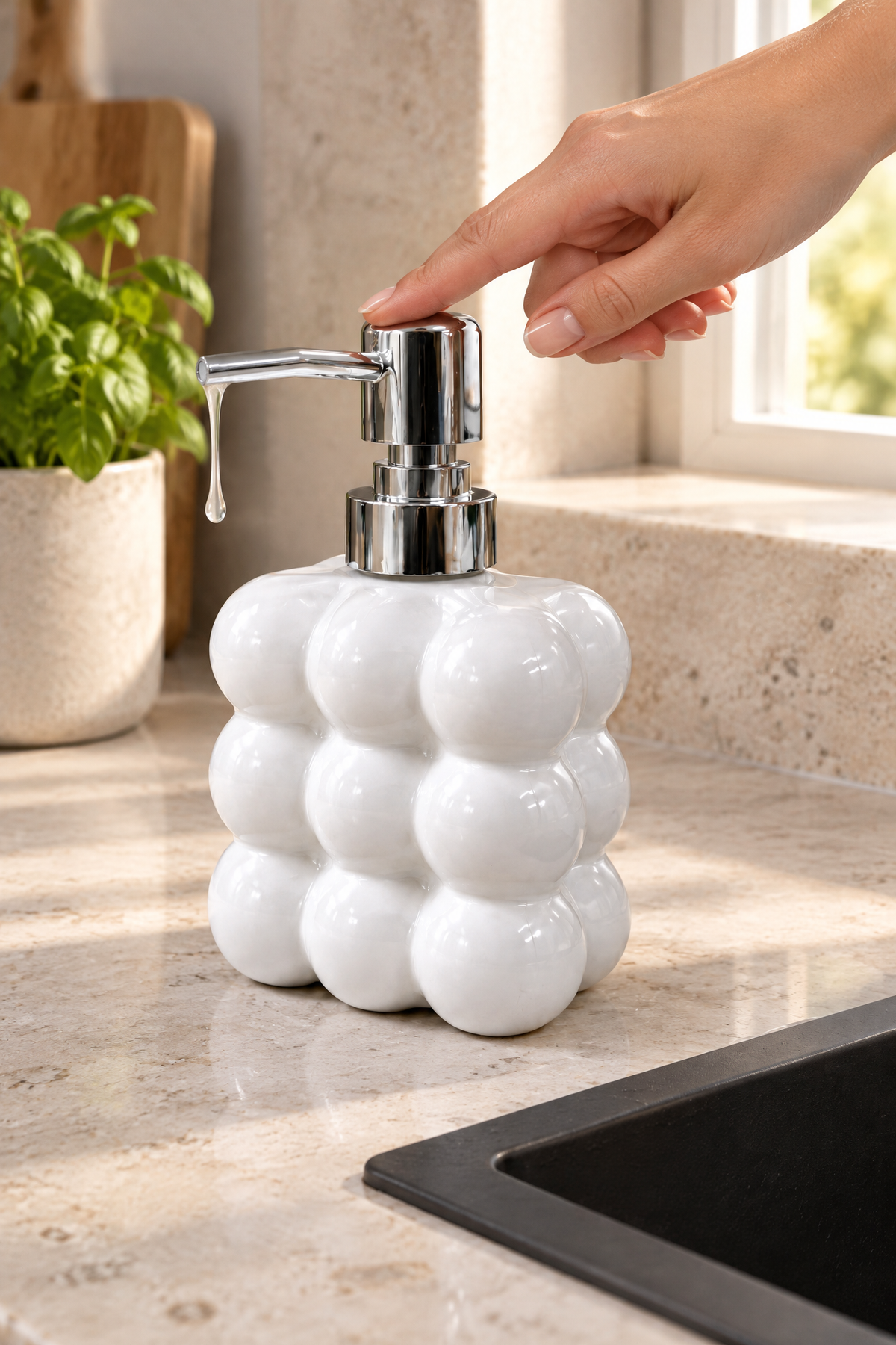 Bubble Cam Sıvı Sabunluk, 300 ml -, 9,5x6,5x15 cm – Beyaz