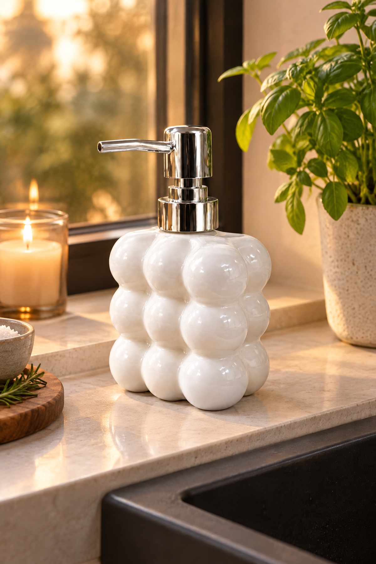 Bubble Cam Sıvı Sabunluk, 300 ml -, 9,5x6,5x15 cm – Beyaz